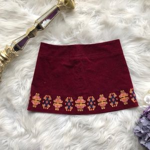 Corduroy burgundy mini skirt